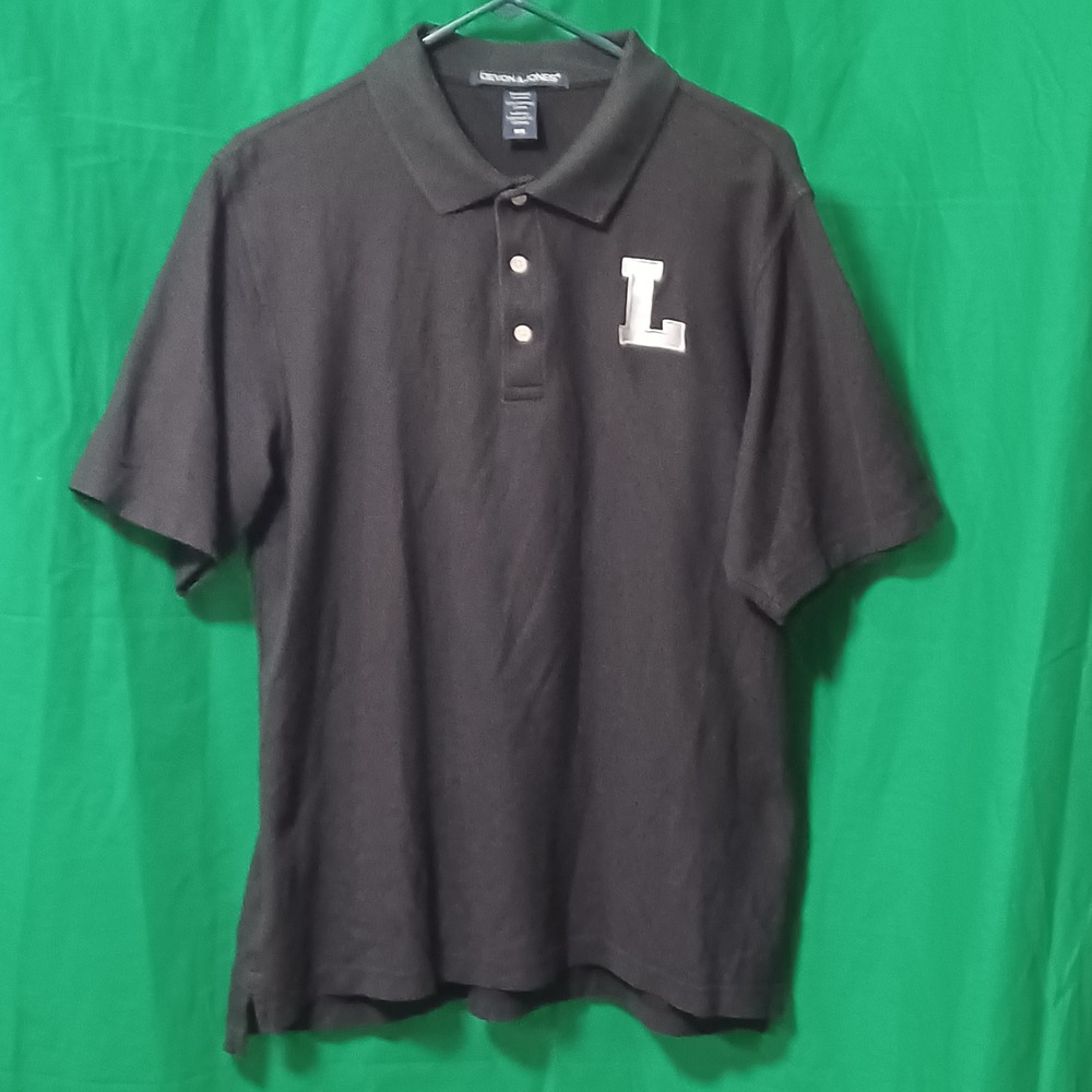 Devon & Jones Men Black Cotton Pique Polo Shirt Embroidered L Patch DG150 Size M